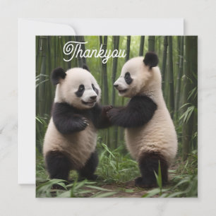 Pandabjörnar i Baby i en bamboskog, Tack Kort