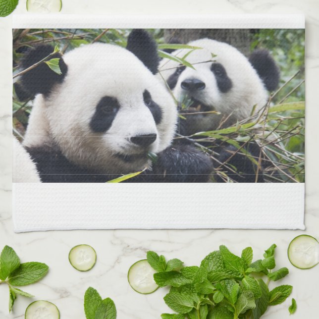 Pandabjörnar Kökshandduk (Vikta)