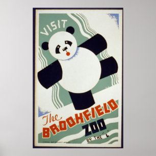 Pandabjörnbesök den Brookfield zooen WPA Poster