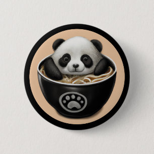 Pandabjörnen i Cute Baby i ett Ramen-skal Knapp