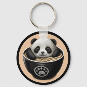 Pandabjörnen i Cute Baby i ett Ramen-skal Nyckelring