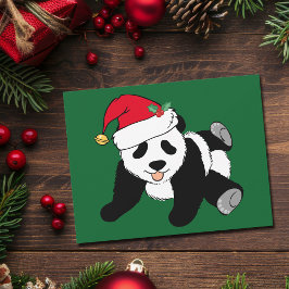 Pandabjörnen i julklapp i Santa Hat Julkort