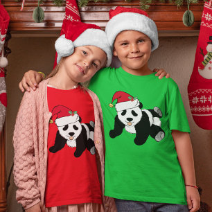 Pandabjörnen i julklapp i Santa Hat Kids T Shirt