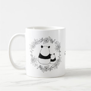 Pandabjörnen mamma och baby personlig med namn kaffemugg