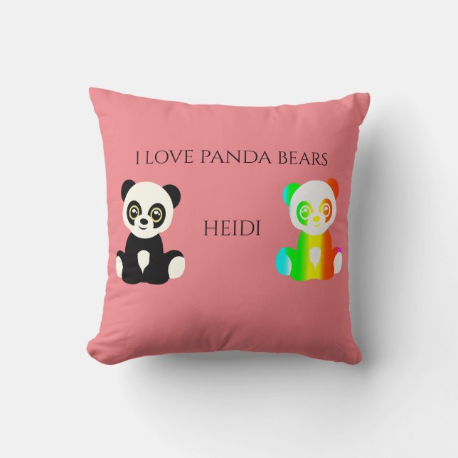 Pandabjörnen personlig namn dekorativ kudde. kudde (Framsida)