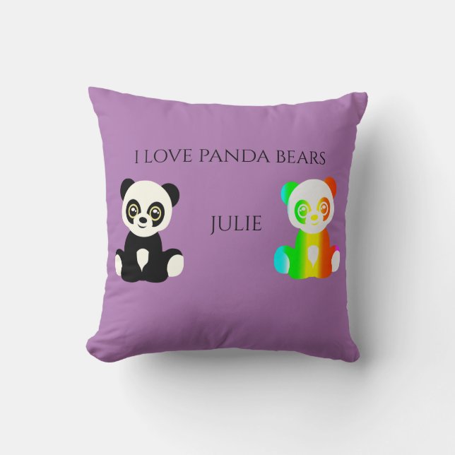 Pandabjörnen personlig namn dekorativ kudde. kudde (Framsida)