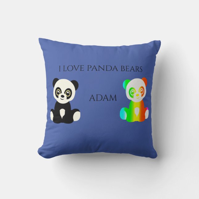 Pandabjörnen personlig namn dekorativ kudde. kudde (Framsida)