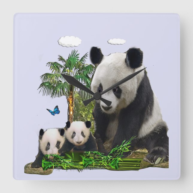 Pandabjörnen tar tid på fyrkantig klocka (Framsida)