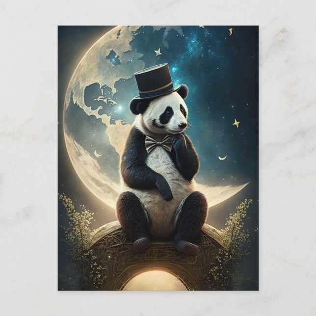 Pandabjörnen vintage Måne Vykort (Framsida)