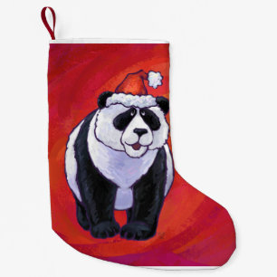Pandabjörnjul på rött liten julstrumpa
