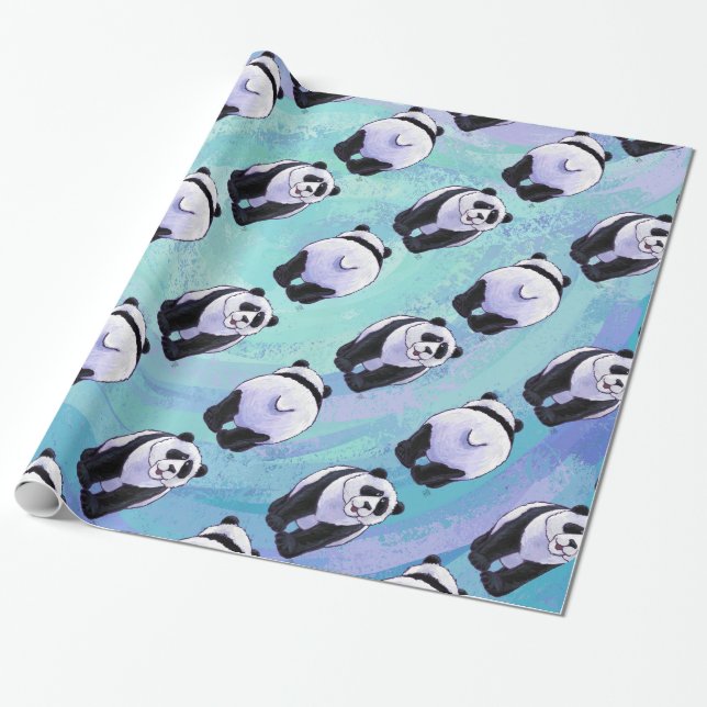 Pandabjörnmönster Presentpapper (Utrullad)
