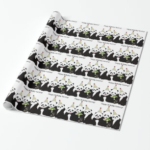 Pandabjörnparty vid besläktad design presentpapper