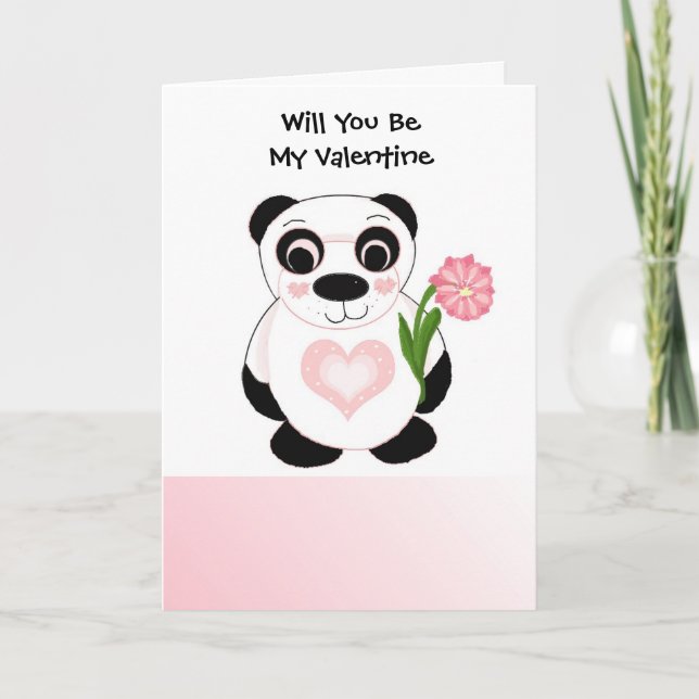 Pandabjörnvalentines day helgkort (Framsida)