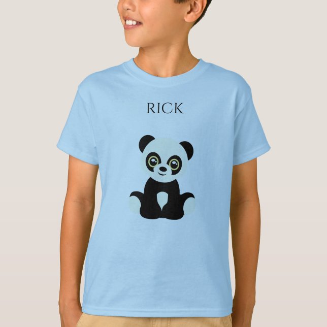 PANDAblåttt-skjorta, personlignamn T Shirt (Framsida)