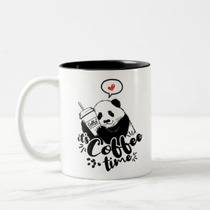 Pandaen älskar kaffe Två-Tonad mugg