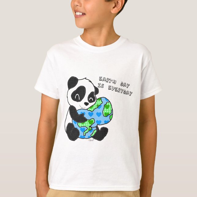 Pandaen kramar jorden/jordens dag tee (Framsida)