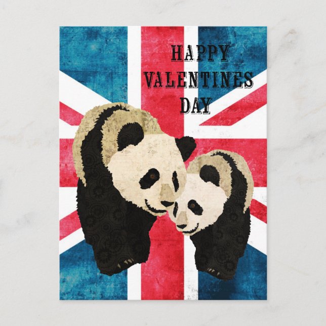 Pandaen uthärdar den brittiska valentines helg vykort (Framsida)