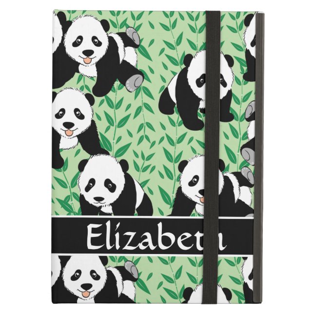 Pandaen uthärdar det grafiska mönster för att iPad air fodral (Framsidan Closed)