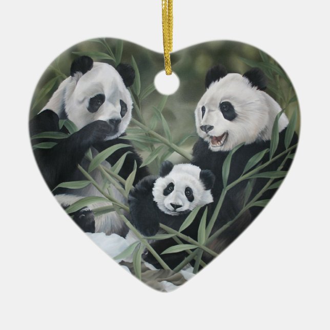 Pandafamiljprydnad Julgransprydnad Keramik (Framsidan)