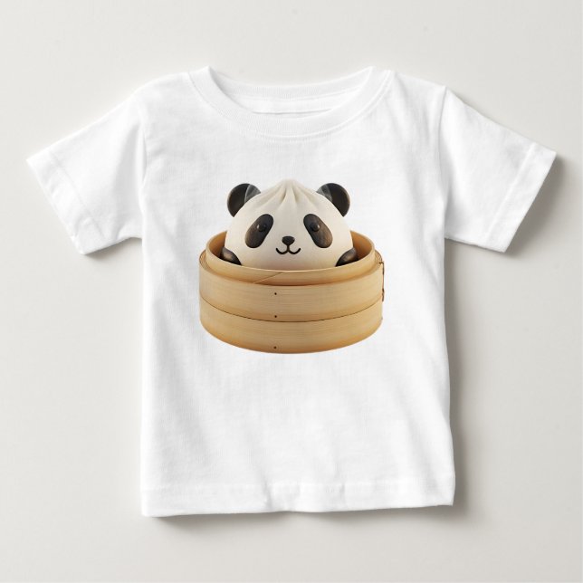 Pandaformad ångad Bao Bulle-rendering T Shirt (Framsida)