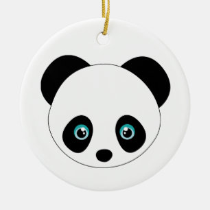 Pandahuvud Julgransprydnad Keramik