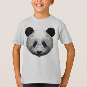 Pandahuvud på Geometric Pop Art Stil T Shirt