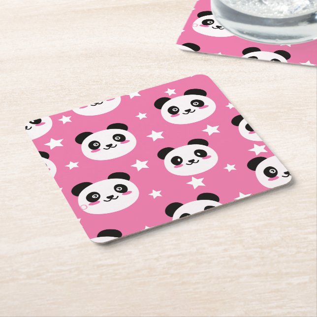 Pandaillustration Underlägg Papper Kvadrat (Vinklad)