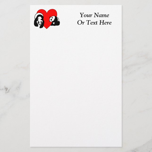 Pandakärlek Brevpapper (Framsida)