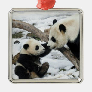 Pandakick fem julgransprydnad metall