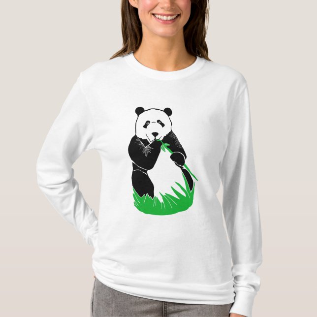 Pandakvinna T-tröja för Hanes Nano långärmad T-shirt (Framsida)