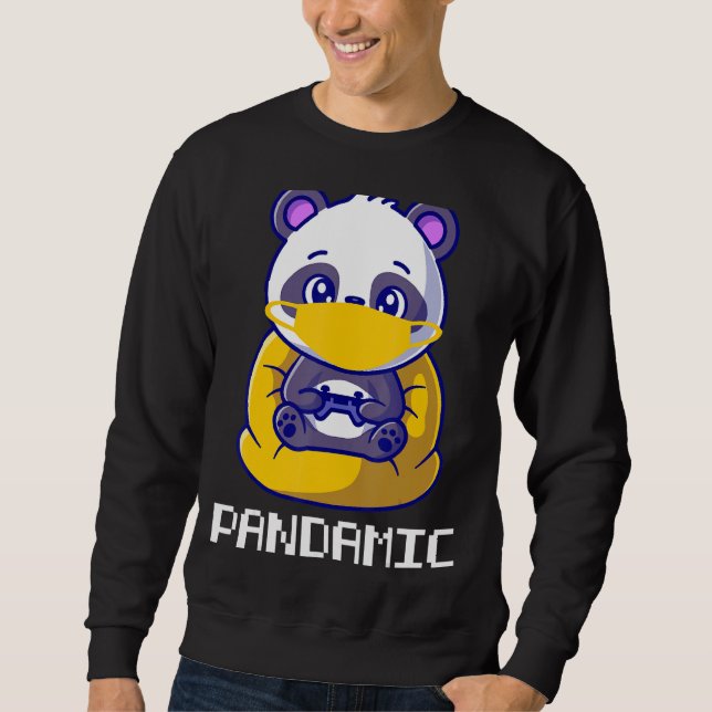 Pandamabjörn med pandemipandemiskt spel lång ärmad tröja (Framsida)