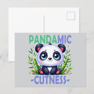 Pandamic Cuteness pun. Cute baby Panda tecknad Vykort