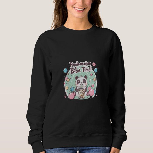 Pandamonium Boba Time! T Shirt (Framsida)