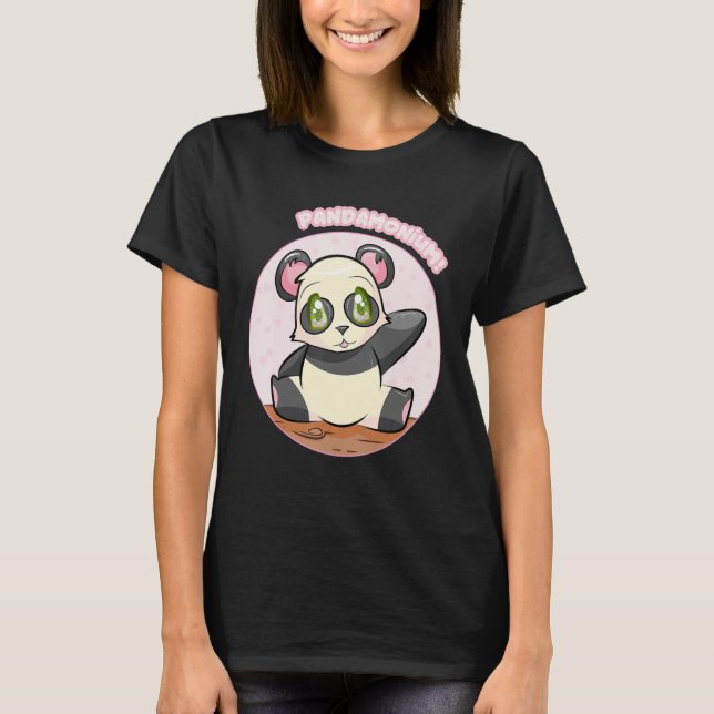 Pandamonium! Cute Panda T-Shirt, Japan Sakura Tee (Framsida)