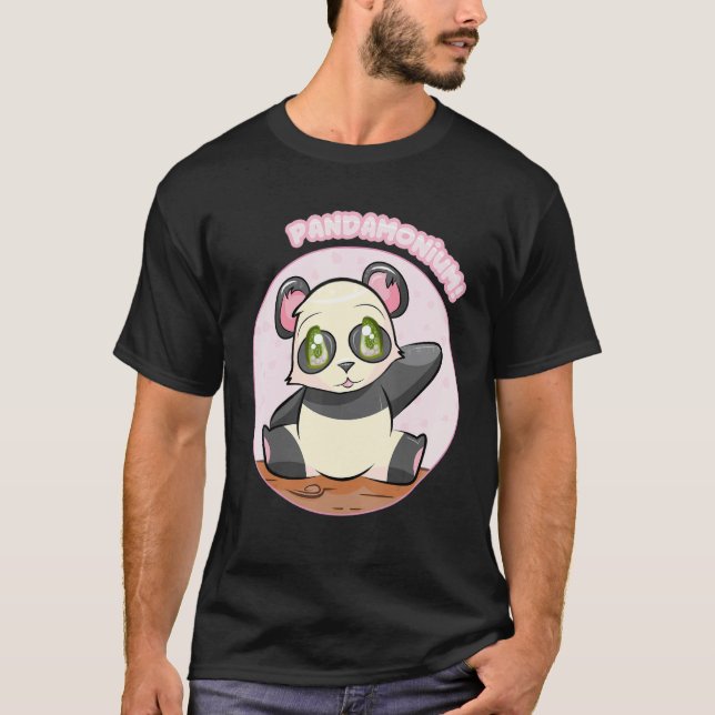 Pandamonium! Cute Panda T-Shirt, Japan Sakura Tee (Framsida)