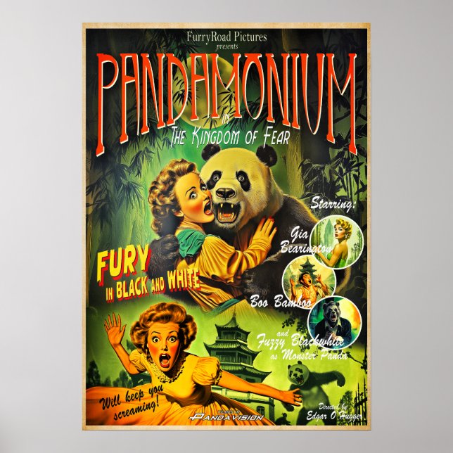 Pandamonium Funny Panda retro-film poster (Framsidan)
