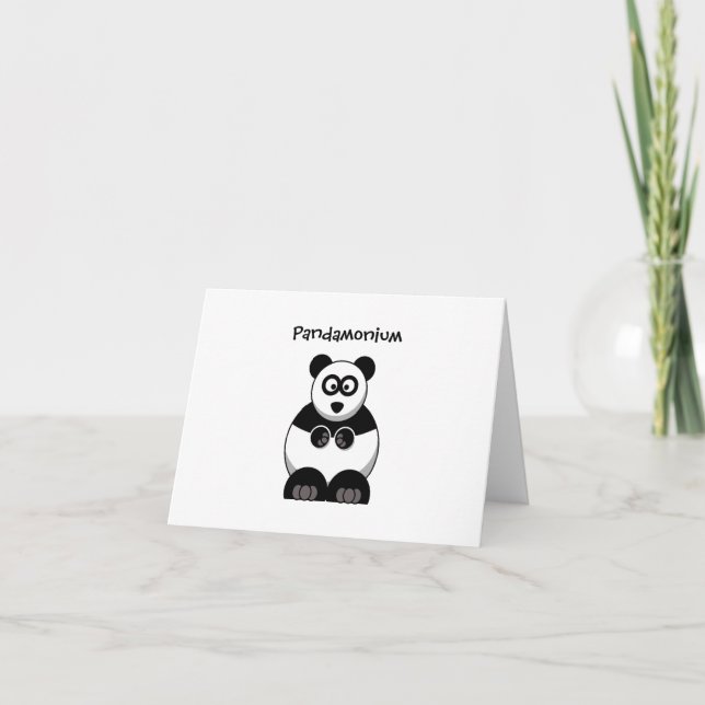 Pandamonium Panda Tecknad, Cute Stressar Pun Kort (Framsida)