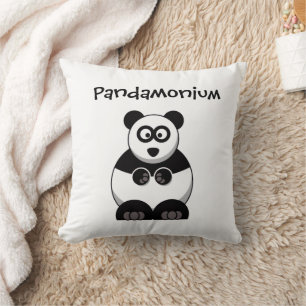 Pandamonium Panda Tecknad, Cute Stressar Pun Kudde