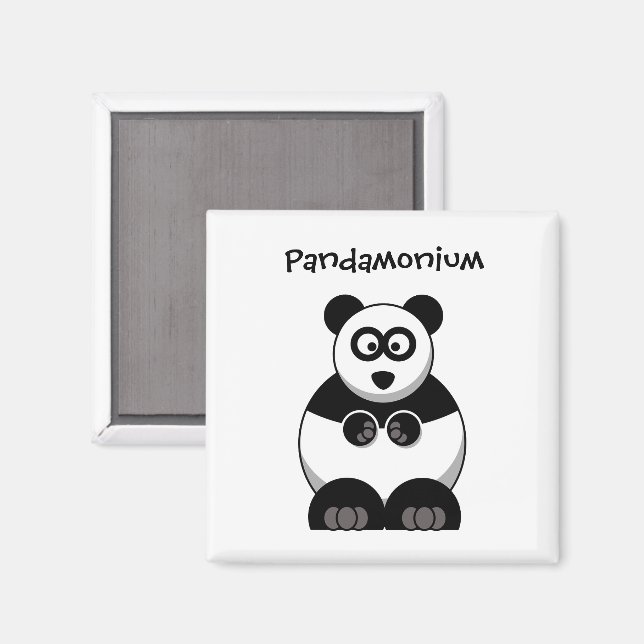 Pandamonium Panda Tecknad, Cute Stressar Pun Magnet (Front/Back)