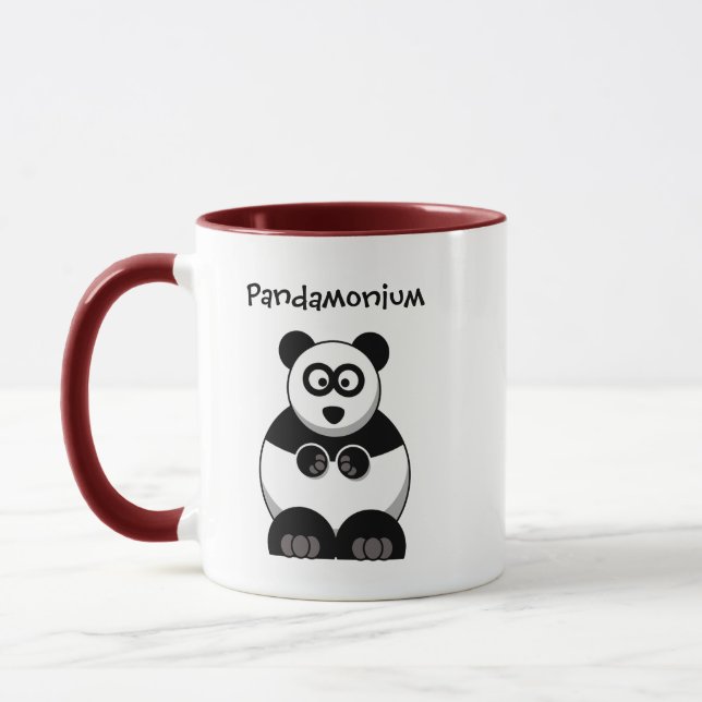 Pandamonium Panda Tecknad, Cute Stressar Pun Mugg (Vänster)