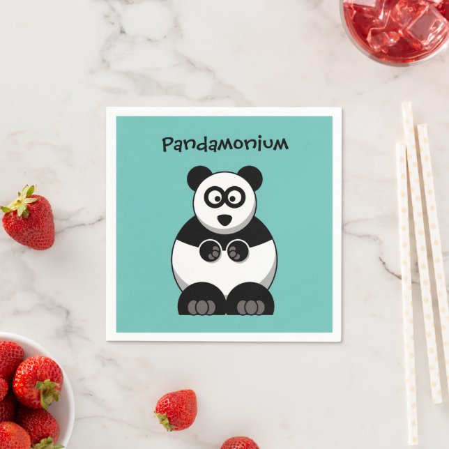 Pandamonium Panda Tecknad, Cute Stressar Pun Pappersservett (Insitu)