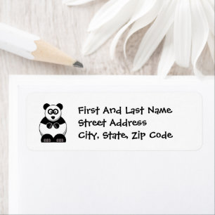 Pandamonium Panda Tecknad, Cute Stressar Pun Returadress Etikett
