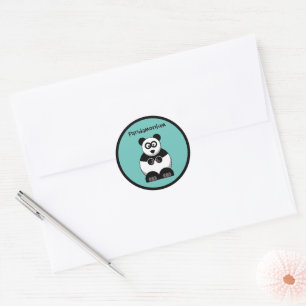 Pandamonium Panda Tecknad, Cute Stressar Pun Runt Klistermärke