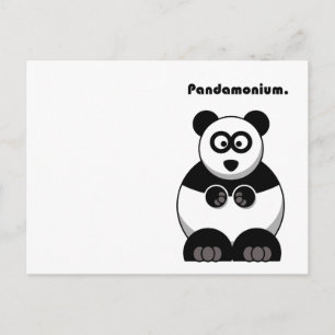 Pandamonium Panda Tecknad, Cute Stressar Pun Vykort