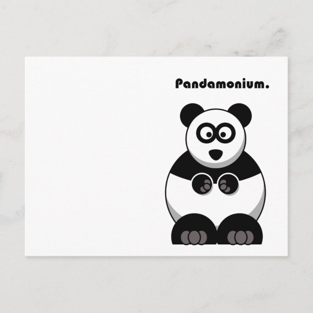 Pandamonium Panda Tecknad, Cute Stressar Pun Vykort (Framsida)