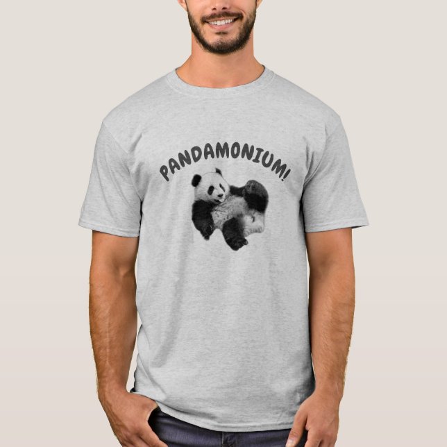 Pandamonium söt fallande pandashort t shirt (Framsida)