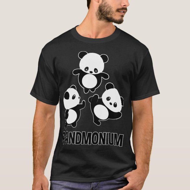 Pandamonium TShirt Funny Panda Bear Pun Tee (Framsida)