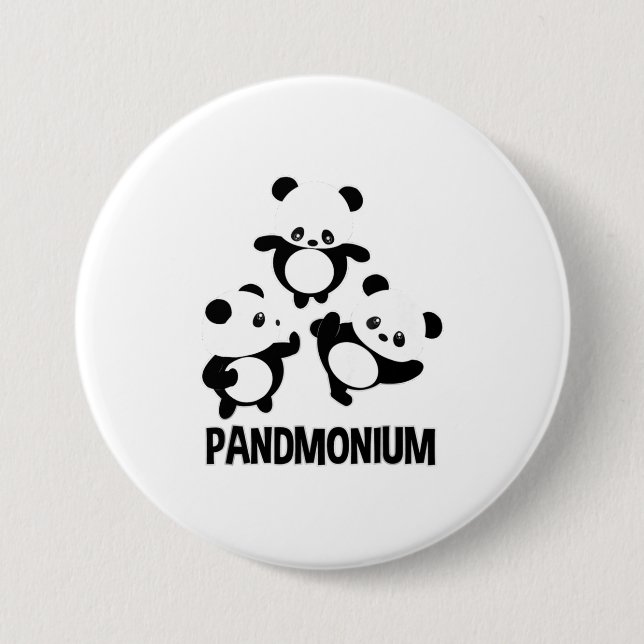 Pandamonium TShirt Funny Panda Bear Pun Tee Knapp (Framsida)
