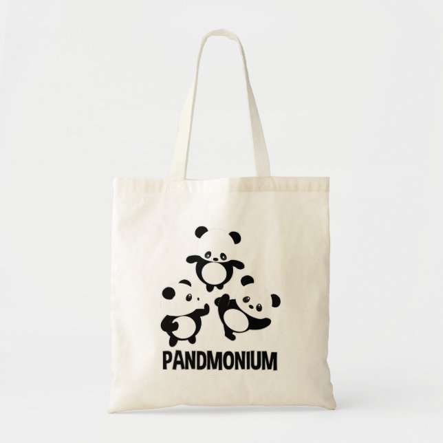 Pandamonium TShirt Funny Panda Bear Pun Tee Tygkasse (Framsidan)