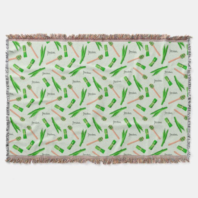 Pandan Leaf Pattern Fleece Blanket Filt (Framsidan)